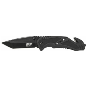 S&W KNIFE CLIP FOLDER 3.8" - BLADE BLACK W/ STRAP CUTTER