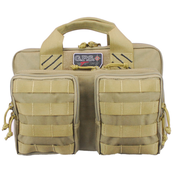 GPS QUAD+2 PISTOL CASE - W/2-REMOVABLE POUCHES TAN