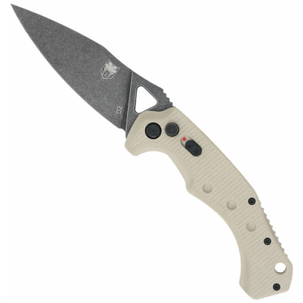COBRATEC RYKER AUTO FOLDER - 3.75" TAN/BLACK STNWSH D2 BLD