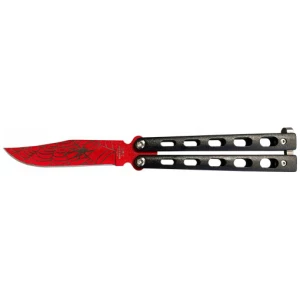 BEAR & SON BUTTERFLY KNIFE - 3" WIDOW SERIES RED/BLACK