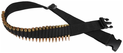 BULLDOG RIFLE AMMO BELT HOLDS - 24 CARTRIDGES ADJUSTABLE BLK