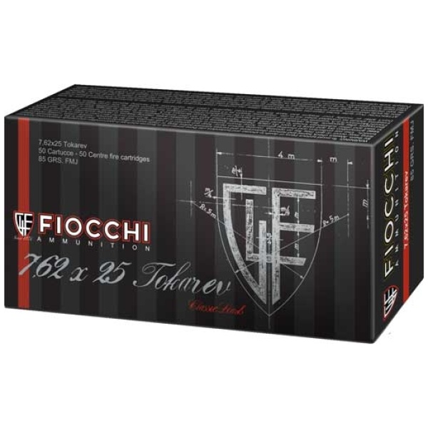 FIOCCHI 7.62X25 TOKAREV - 85GR FMJ 50RD 20BX/CS