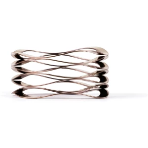Modern twisted metal bracelet on white background.