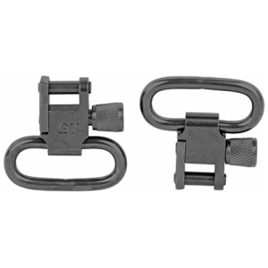 Black rifle sling swivels, metal loop design.