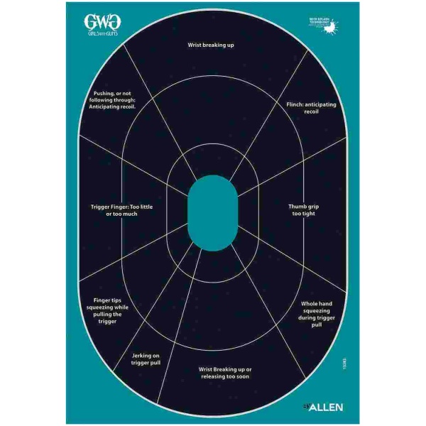 Allen Girls with Guns Splash Adhesive Oval Silhoutte Target 12x18 - 5/ct