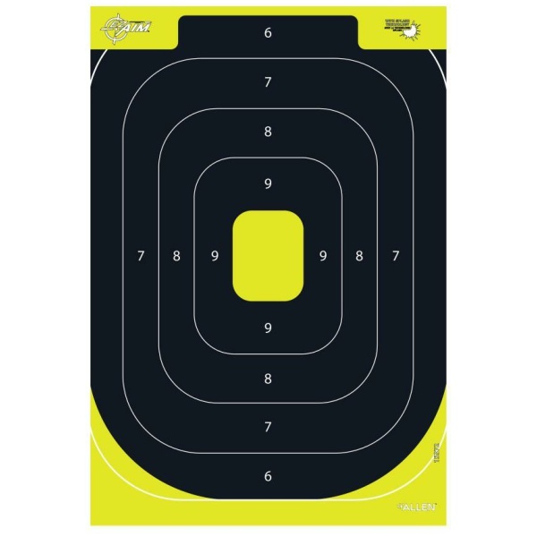 Allen EZ Aim Splash Reactive Paper Target IPSC Silhouette 12.5"x18.25" Yellow and Black 30 per Pad
