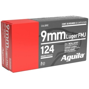 Aguila Handgun Ammunition 9mm Luger 124 gr FMJ 1115 fps 50/ct