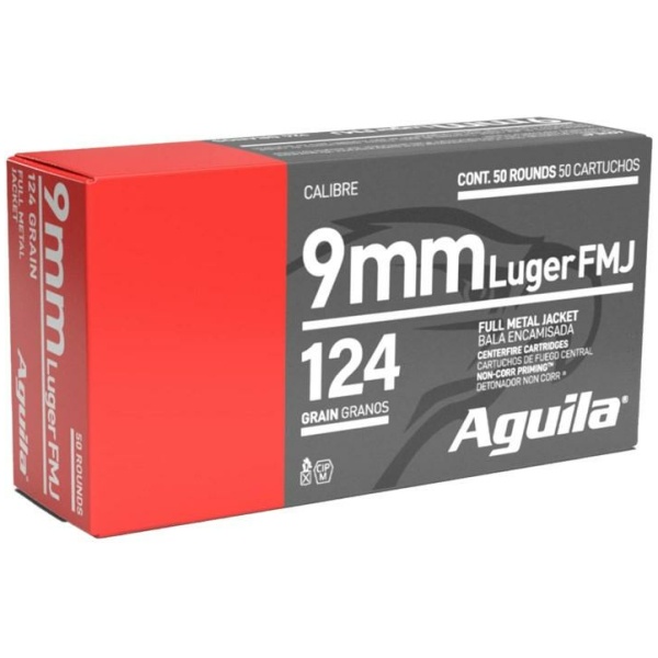 Aguila Handgun Ammunition 9mm Luger 124 gr FMJ 1115 fps 50/ct