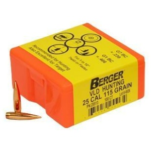 Berger Match Grade Hunting Bullets .25 cal .257" 115 gr VLD HUNTER 100/box