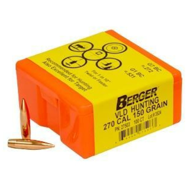 Berger Match Grade Hunting Bullets .270 cal .277" 150 gr VLD HUNTER 100/box