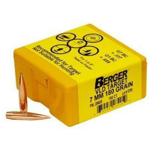 Berger Match Grade Target Bullets 7mm .284" 180 gr VLD TARGET 100/box