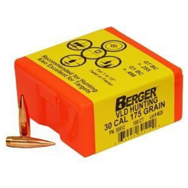 Berger Match Grade Hunting Bullets .30 cal .308" 175 gr VLD HUNTER 100/box