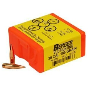 Berger Match Grade Hunting Bullets .30 cal .308" 185 gr VLD HUNTER 100/box