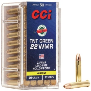 CCI TNT Green Rimfire Ammunition .22 WMR 30 gr. HP 2050 fps 50/ct