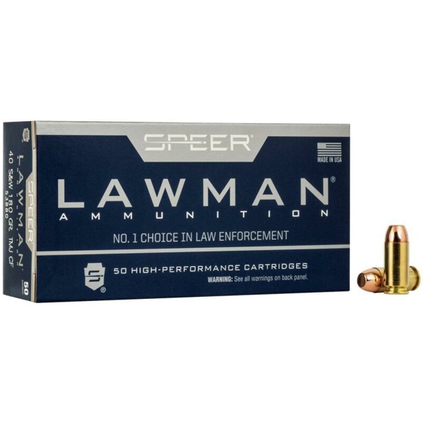 Speer Lawman Cleanfire Handgun Ammunition .40 S&W 180gr TMJ 1000 fps 50/ct