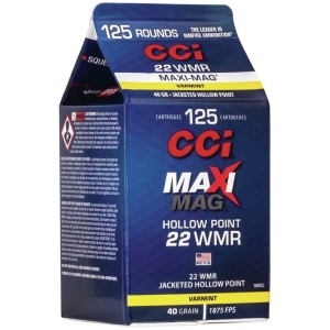 CCI Maxi Mag Rimfire Ammunition .22 WMR 40 gr. JHP 1875 fps 125/ct