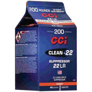 CCI Clean-22 Suppressor Rimfire Ammunition .22 LR 45 gr LRN 1000 fps 200/ct