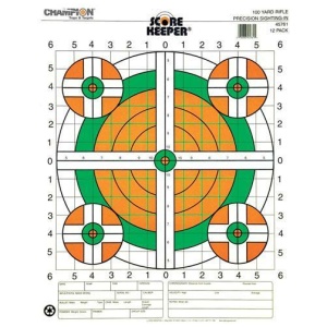 Champion Scorekeeper Targets Fluorescent Orange & Green Bull - 100 yd. Rifle Sight-In 100/Pack