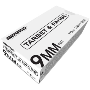 Ammo Inc. Target and Range Handgun Ammunition 9mm Luger 115 gr FMJ 1128 fps 50/ct