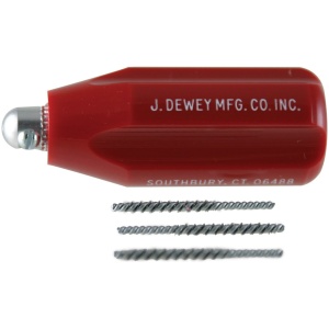 J. Dewey Shotgun Port Cleaning Tool Handle with Replacement Stainless Steel Brushes