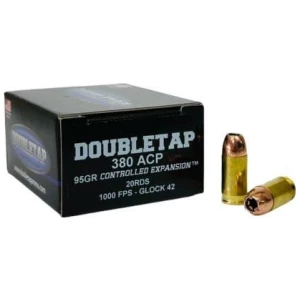 Double Tap Controlled Expansion Handgun Ammunition 380 ACP 95gr JHP 1000 fps 20/ct