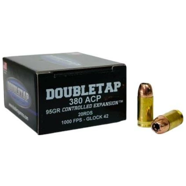 Double Tap Controlled Expansion Handgun Ammunition 380 ACP 95gr JHP 1000 fps 20/ct