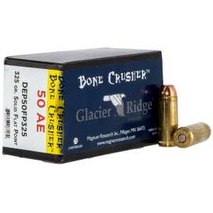 Magnum Research Glacier Ridge Bonecrusher Handgun Ammunition .50AE 325gr Solid Flat Point 25/ct