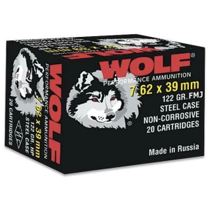Wolf WPA Polyformance Rifle Ammunition 7.62x39mm 123 gr FMJ 2396 fps - 20/ct