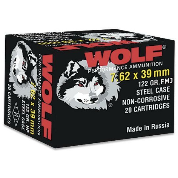 Wolf WPA Polyformance Rifle Ammunition 7.62x39mm 123 gr FMJ 2396 fps - 20/ct