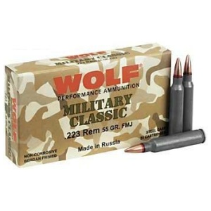 Wolf Military Classic Rifle Ammunition .223 Rem 55 gr FMJ 3241 fps - 20/box