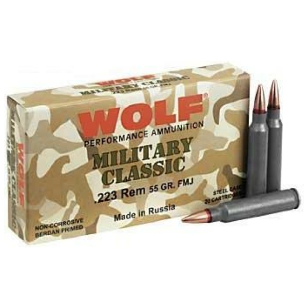 Wolf Military Classic Rifle Ammunition .223 Rem 55 gr FMJ 3241 fps - 20/box