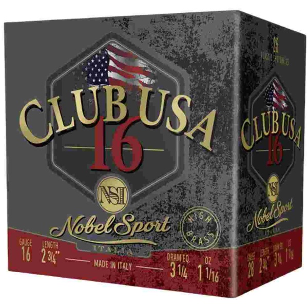 Nobel Sport Club USA 16 Shotshells 16 ga 2-3/4" 1-1/16 oz 1330 fps #6 25/ct