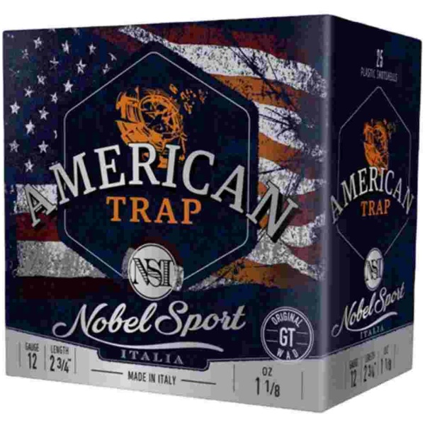 Nobel NSI American Trap Shotshell 12 ga 2-3/4" 1-1/8 oz 1145 fps #8 25/ct