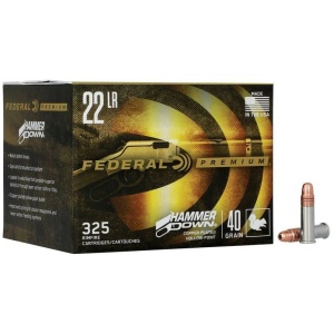Federal HammerDown Rifle Ammunition .22LR 40gr CPHP 1200 fps 325/ct