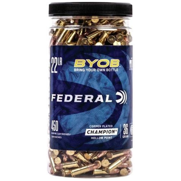 Federal Champion BYOB Rimfire Ammunition 22 LR 36 gr. CPHP 1260 fps 450/ct