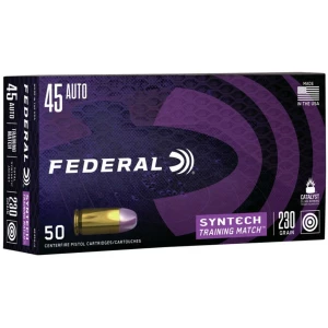 Federal Syntech Training Handgun Ammunition .45 ACP 230 gr TSJ 890 fps 50/ct