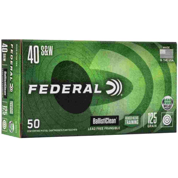 Federal Ballisticlean Frangible Handgun Ammunition .40 S&W 125gr RHT 1300 fps 50/ct