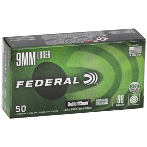 Federal BallistiClean Handgun Ammunition 9mm Luger 98gr LF Frangible 1240 fps 50/ct