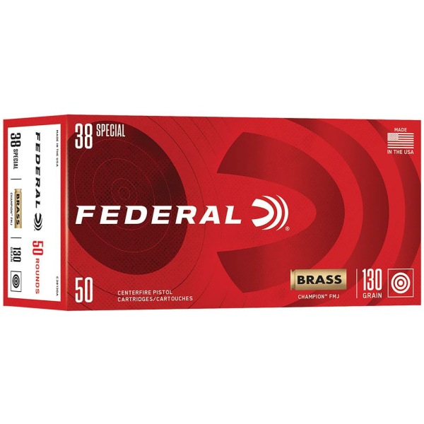 Federal Champion Handgun Ammunition .38 Spl 130gr FMJ 890 fps 50/ct