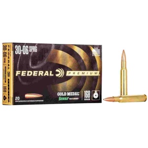 Federal Premium Gold Medal Sierra MatchKing Rifle Ammunition .30-06 Sprg 168 gr BTHP 2700 fps - 20/ct
