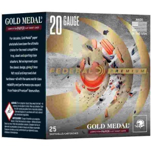 Federal Gold Medal Paper Shotshells 20ga 2-3/4" 7/8oz 1250 fps #7.5 25/ct
