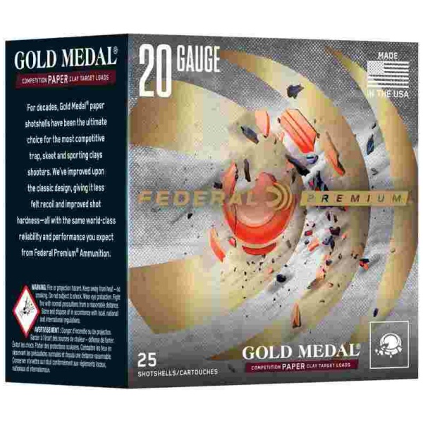 Federal Gold Medal Paper Shotshells 20ga 2-3/4" 7/8oz 1250 fps #8 25/ct