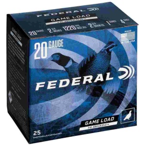 Federal Game-Shok Upland Game Hi Brass Load 20 ga 2 3/4" MAX 1 oz #4  - 25/box