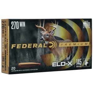 Federal Premium ELD-X Rifle Ammunition .270 Win 145gr PT 2890 fps 20/ct
