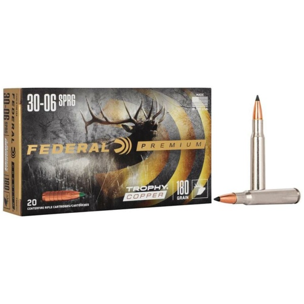 Federal Premium Trophy Copper Rifle Ammunition .30-06 Sprg 180 gr TC 2700 fps 20/ct