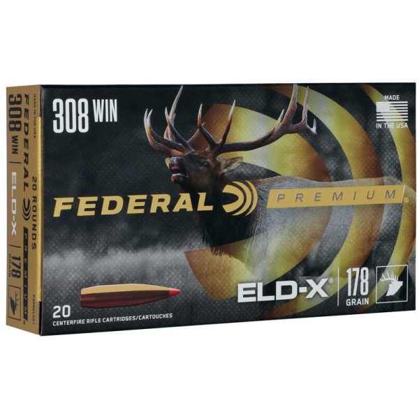 Federal Premium ELD-X Rifle Ammunition .308 Win 178gr PT 2610 fps 20/ct