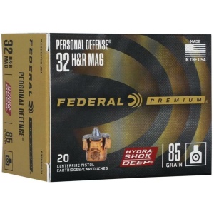 Federal Hydra-Shok Deep Handgun Ammunition .32 H&R 85 gr JHP 1025 fps 20/ct