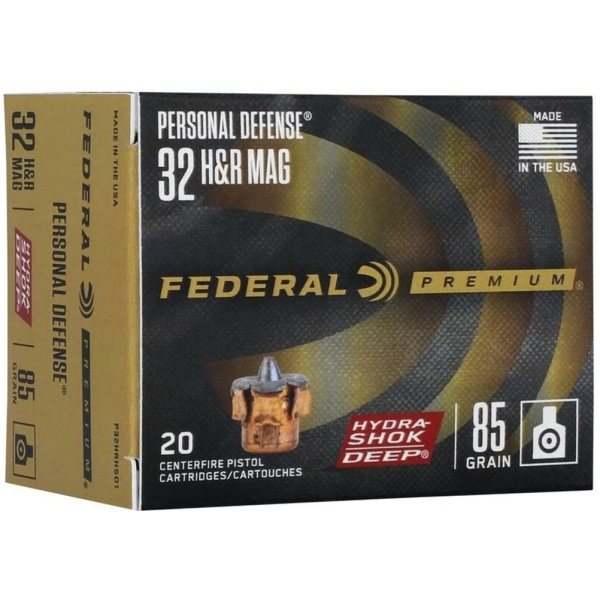 Federal Hydra-Shok Deep Handgun Ammunition .32 H&R 85 gr JHP 1025 fps 20/ct