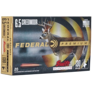 Federal Swift Scirocco II Rifle Ammunition 6.5mm Creedmoor 130gr Poly Tip 2800 fps 20/ct