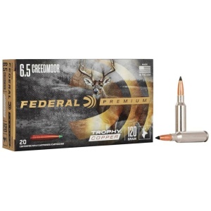 Federal Premium Trophy Copper Rifle Ammunition  6.5 Creedmoor 120gr TC 20/ct